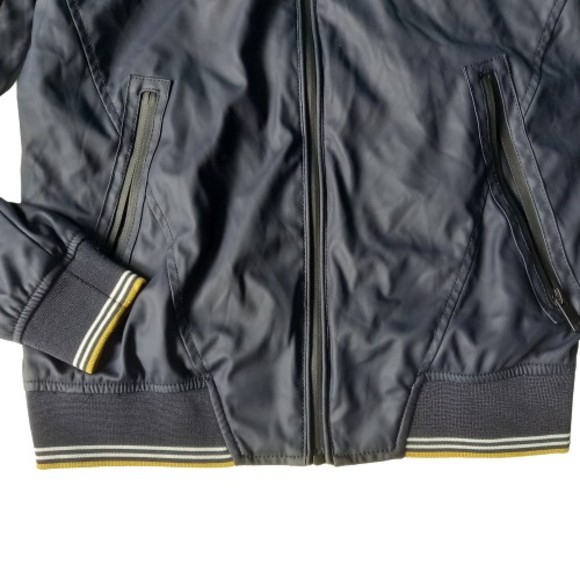 Size S 8 Zara Below Hip Length Navy w Striped Edges Jacket - Picture 2 of 7